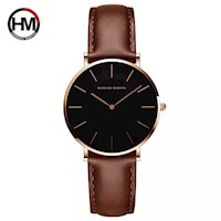 Reloj Hombre Hannah Martin Acero Oro Rosa y Cuero Marrón HAN-13